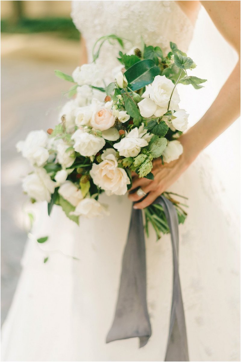 dusty blue silk ribbon bridal bouquet