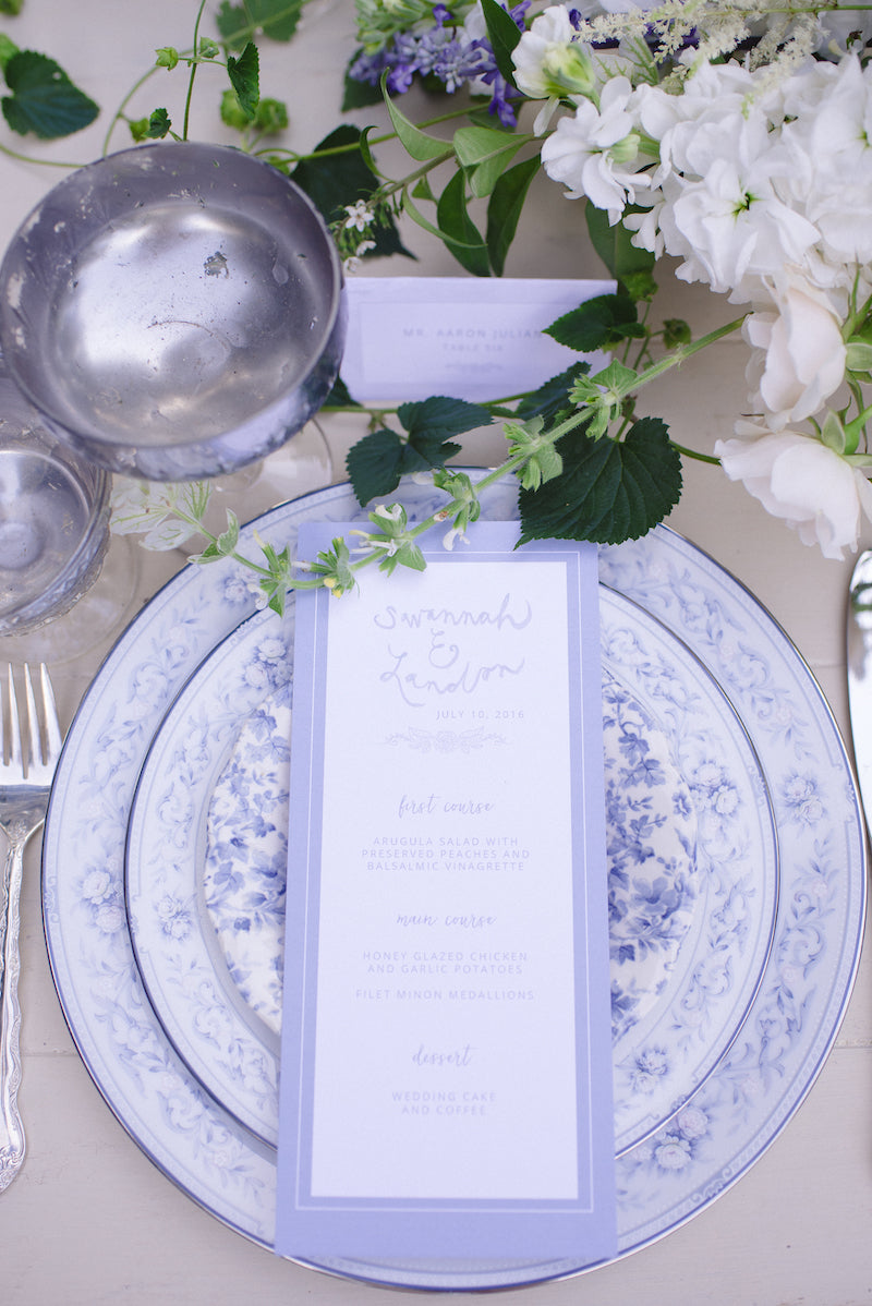 dusty blue wedding china for reception