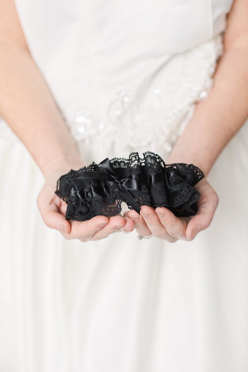 elegant black lace wedding garter