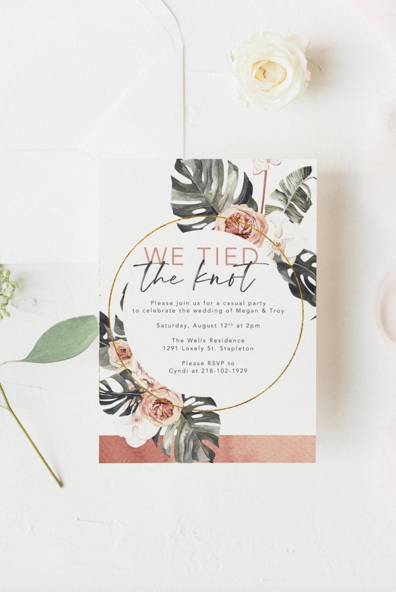Elopement Reception Invitation - We Tied The Knot