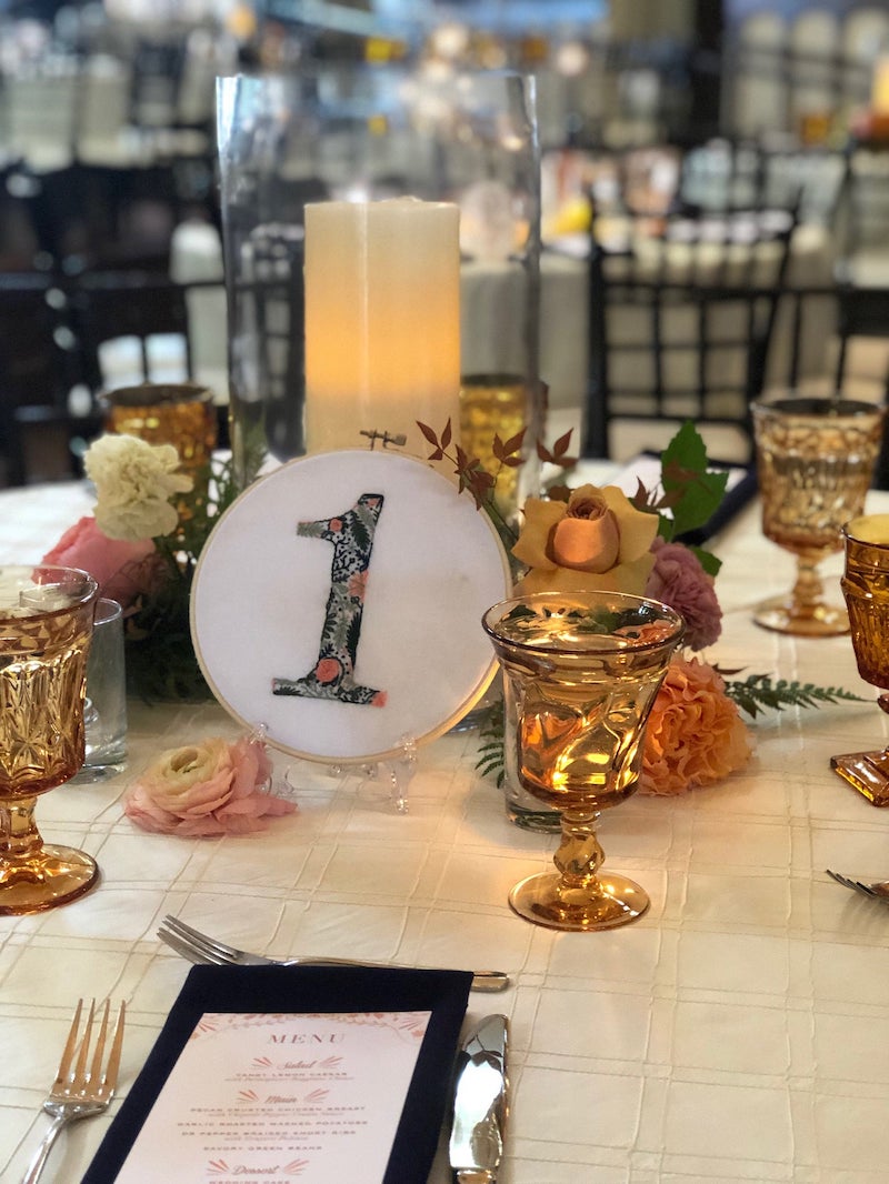 Embroidered Wedding Table Numbers