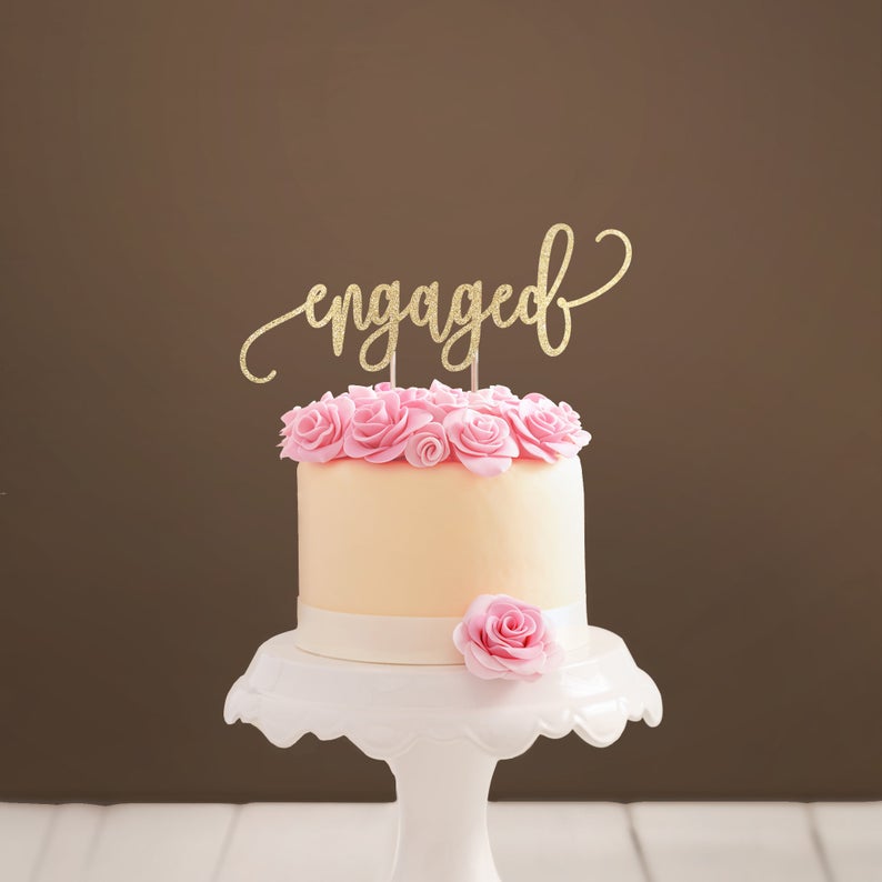 engaged wedding cake topper