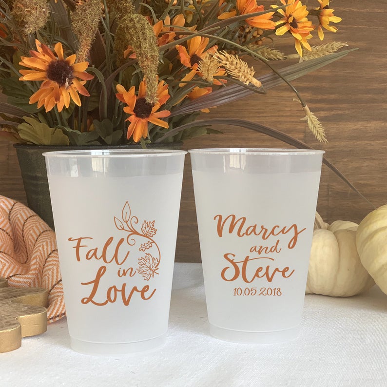 custom plastic cups for fall wedding