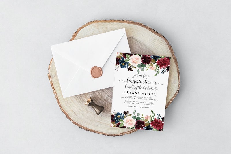 Floral Lingerie Bridal Shower Invitation