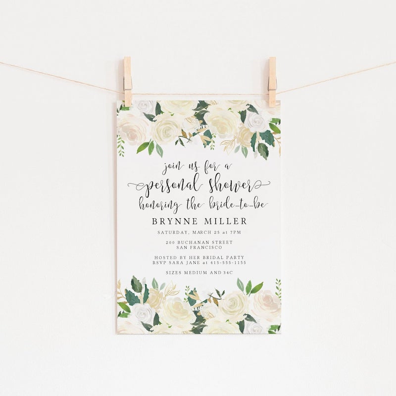 Floral Personal Shower Invitation