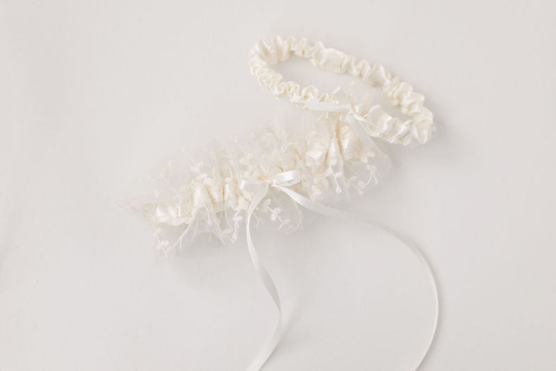 personalized wedding garter set and handkerchief with custom butterfly embroidery