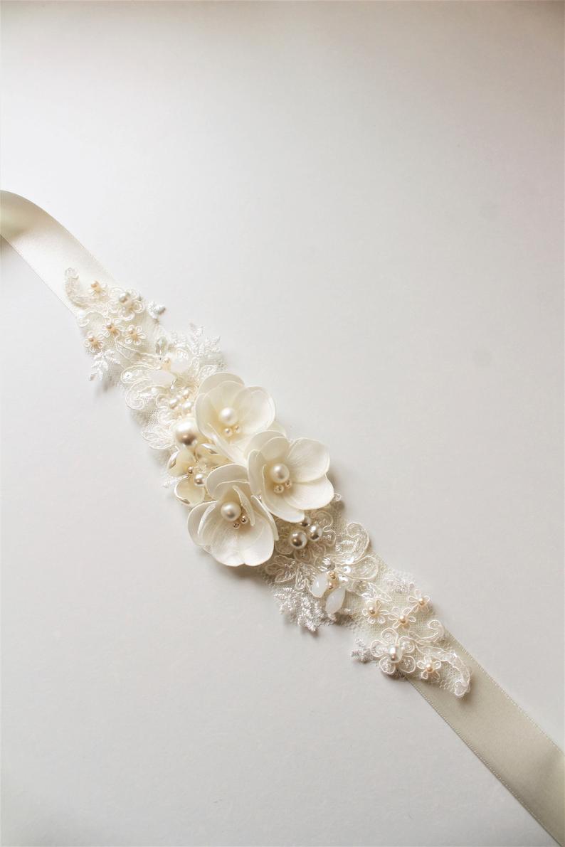 Floral and Lace Wedding Dress Sash
