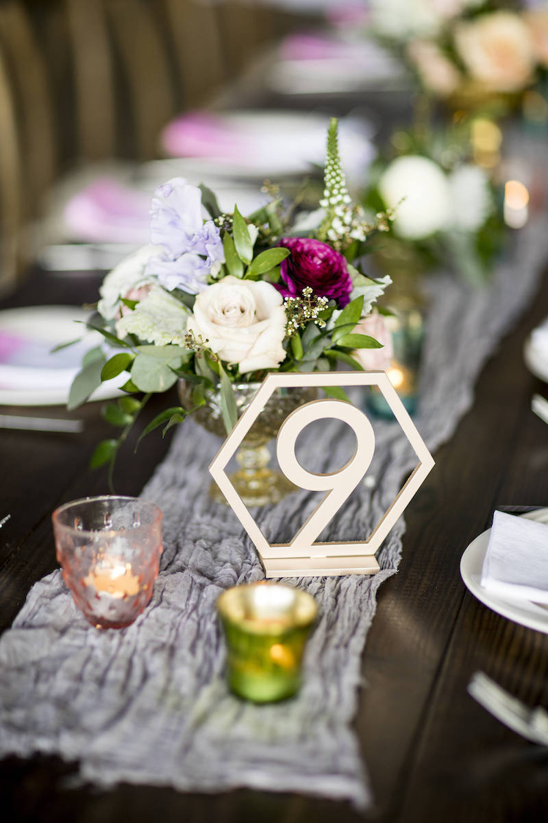 Gold Geometric Table Number Sign