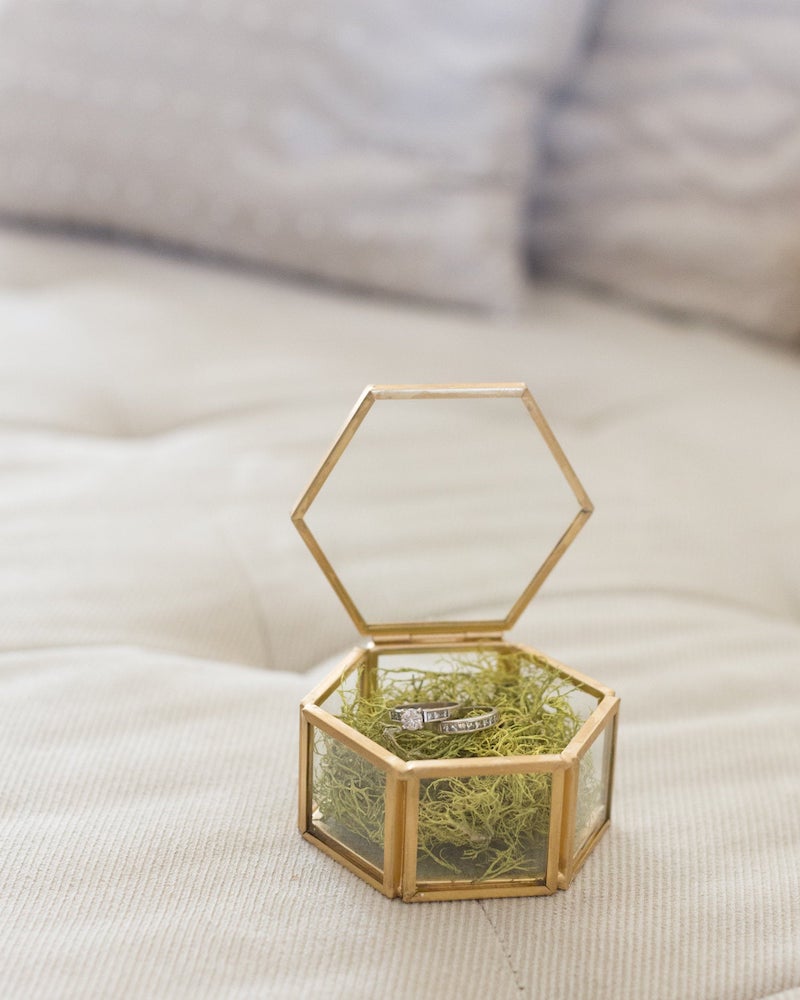 Simple Gold and Glass Wedding Ring Box