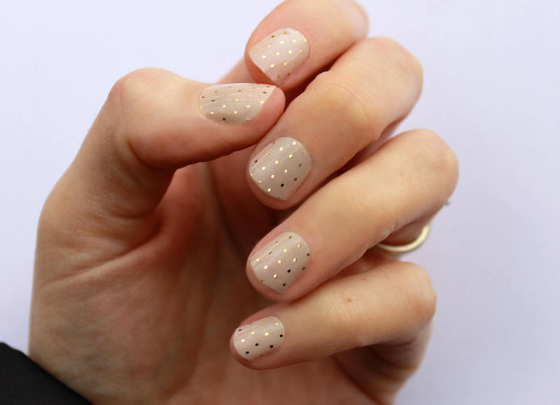 Gold Swiss Dot Nail Art