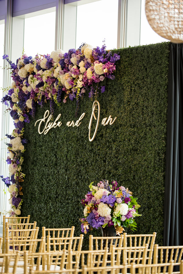 Greenery and Purple Flower Backdrop Wedding