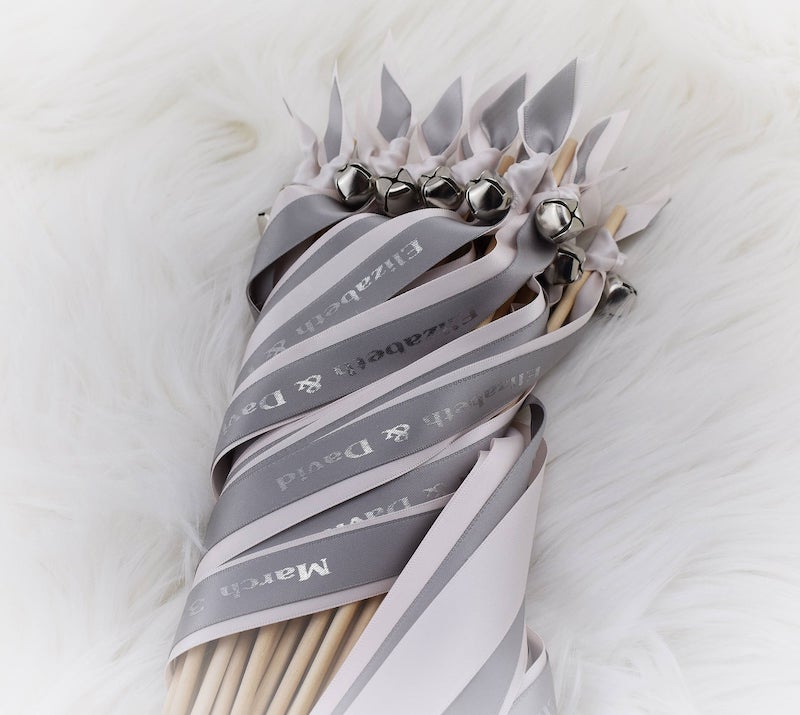 Gray Ribbon Wands for Wedding Exit