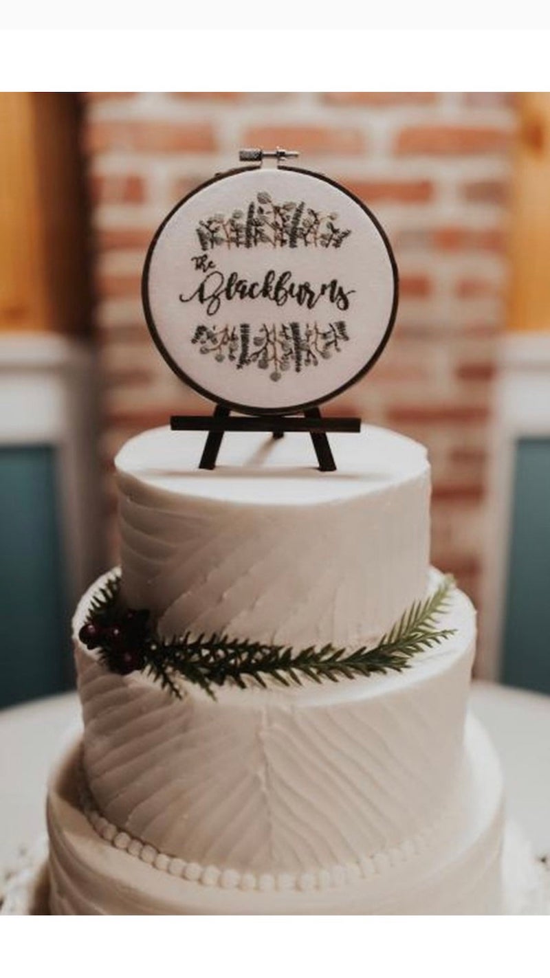 Hand Embroidered Wedding Cake Topper