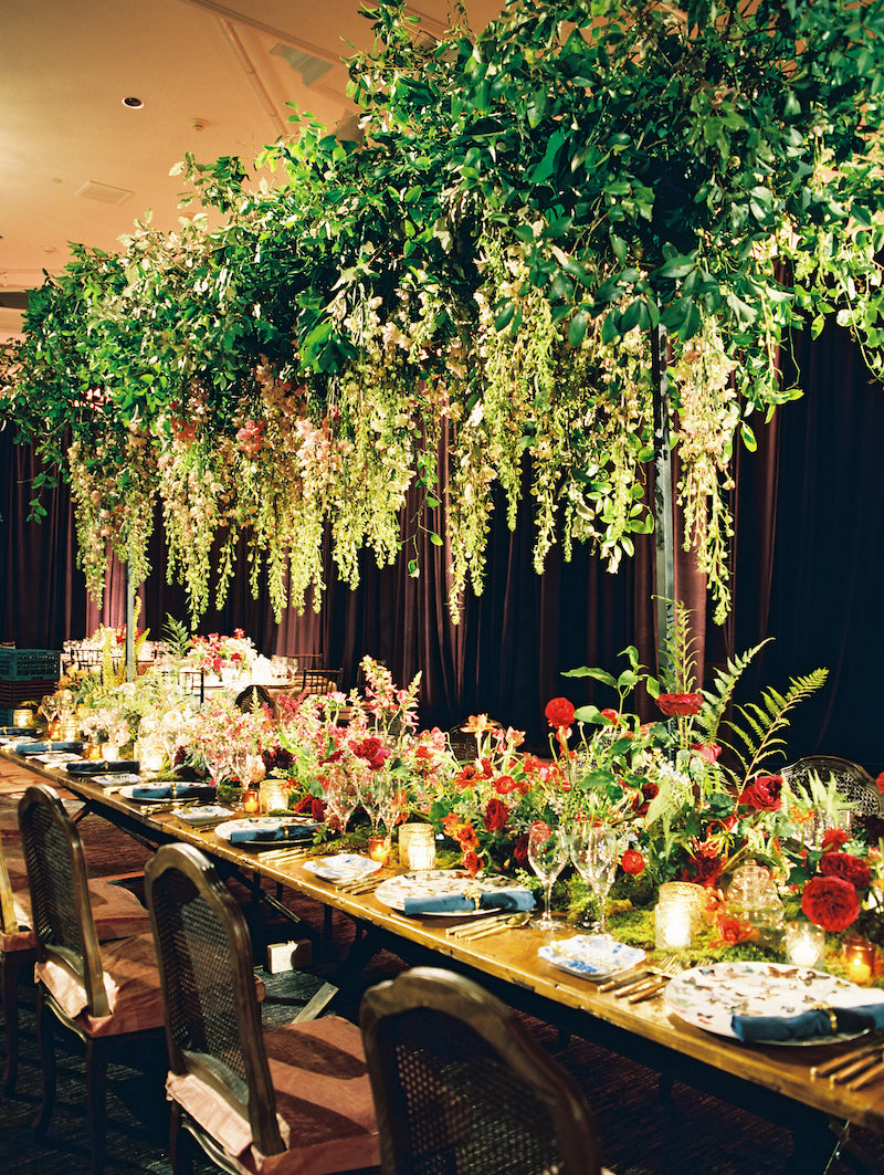 Hanging Floral Design Wedding Tables