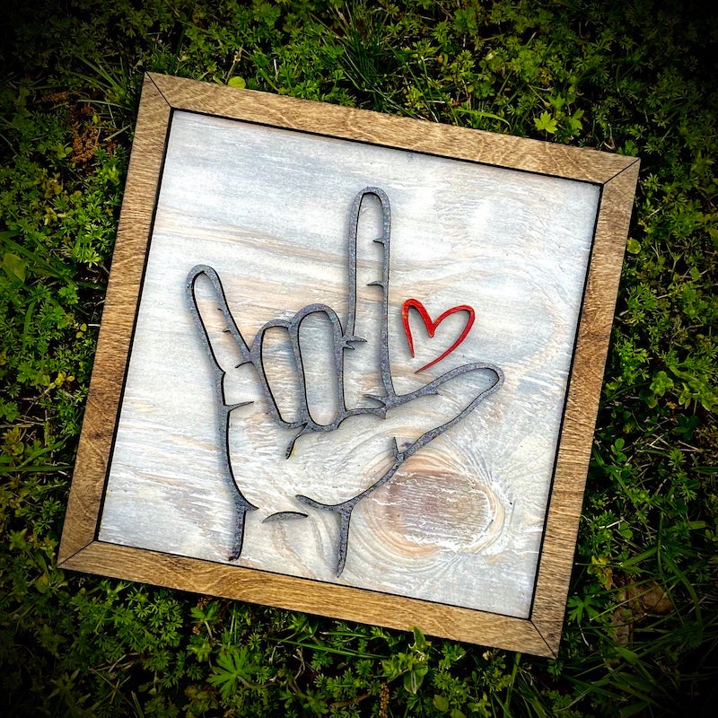I Love You Sign Language Wood Sign