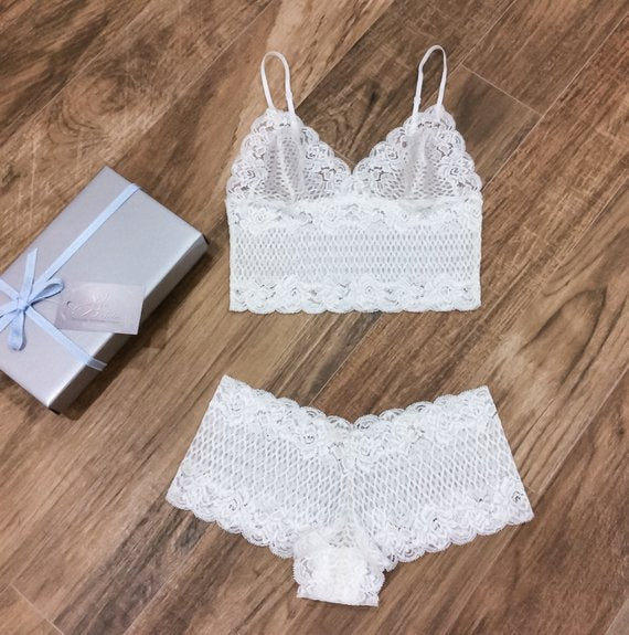 lace white bridal wedding lingerie set 