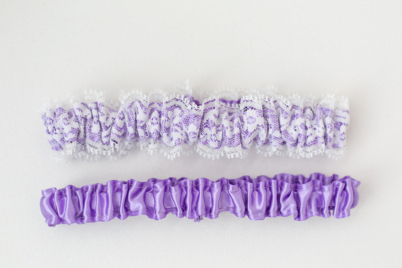 lavender and lace custom wedding garter set