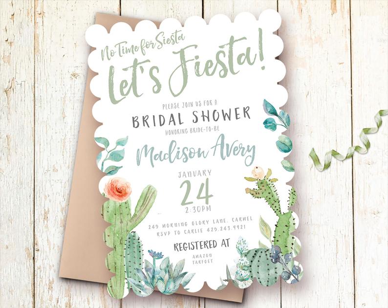 let's fiesta bridal shower invitation