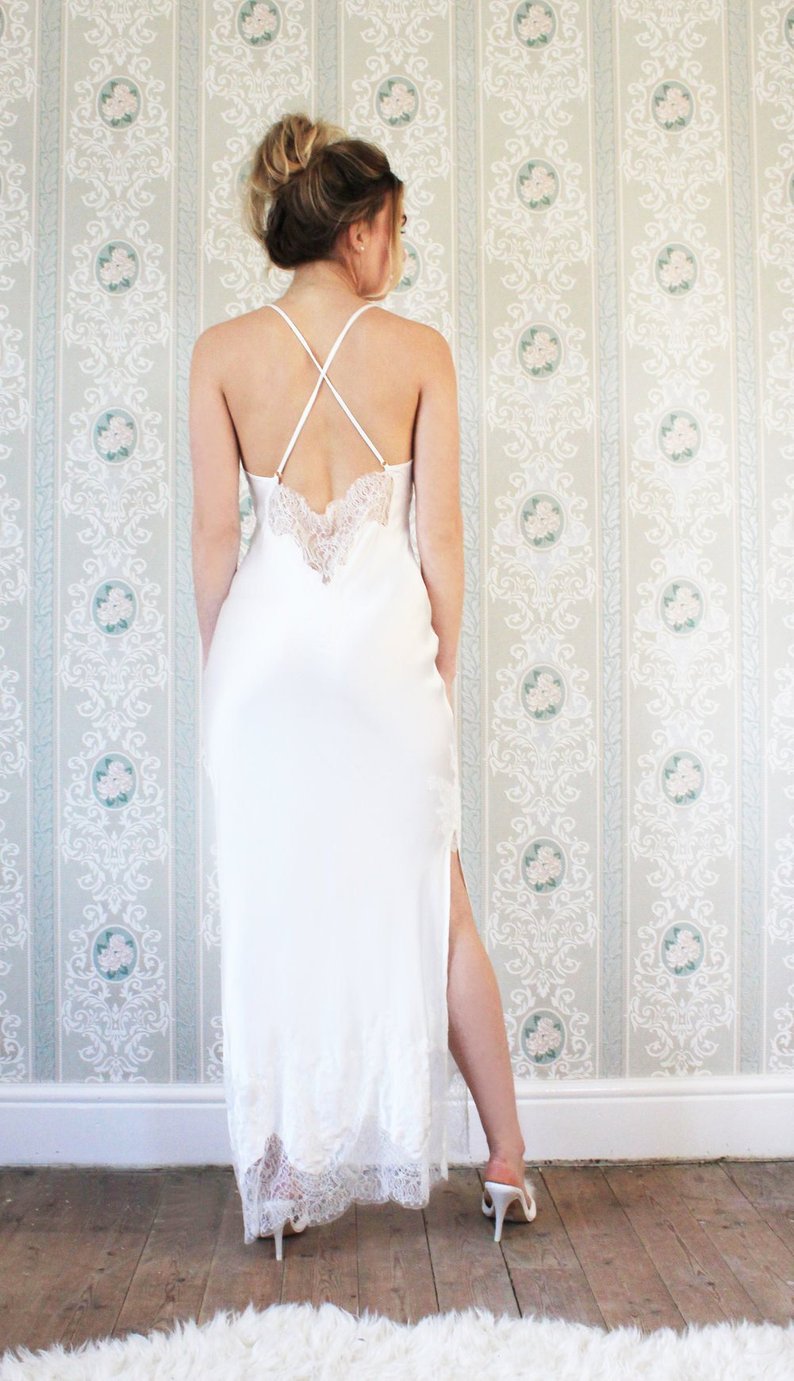 floor length silk slip wedding dress undergarment 
