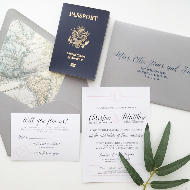 Map Themed Wedding Invitation suite