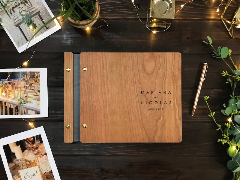 Minimalist Wedding Guest Book in Wood