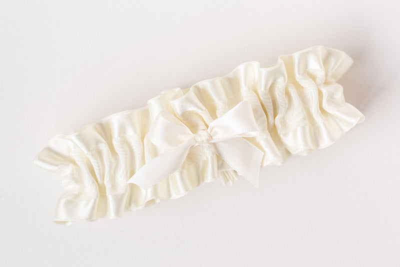 modern ivory satin wedding garter