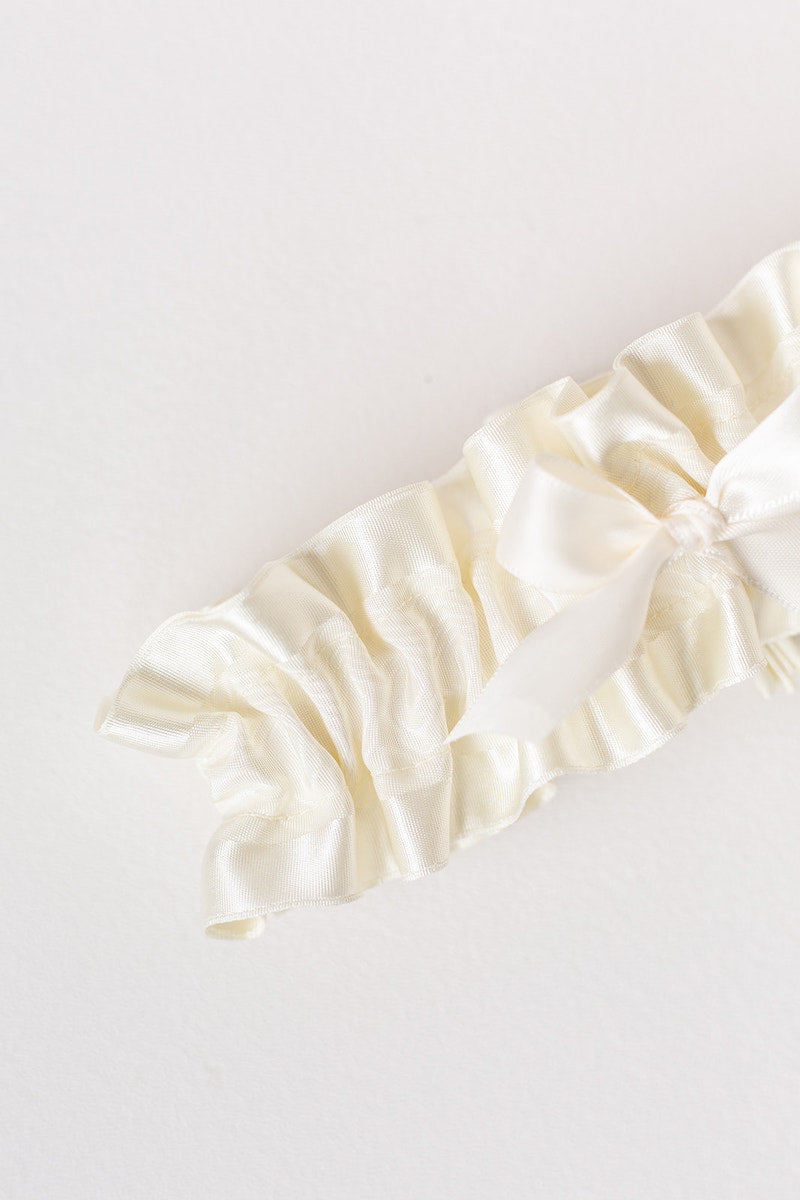 modern ivory satin wedding garter