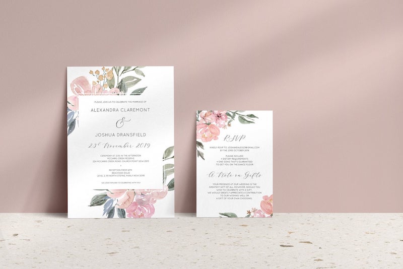 Modern Floral Wedding Invitation