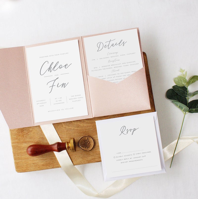 Modern Pocketfold Wedding Invitation Suite