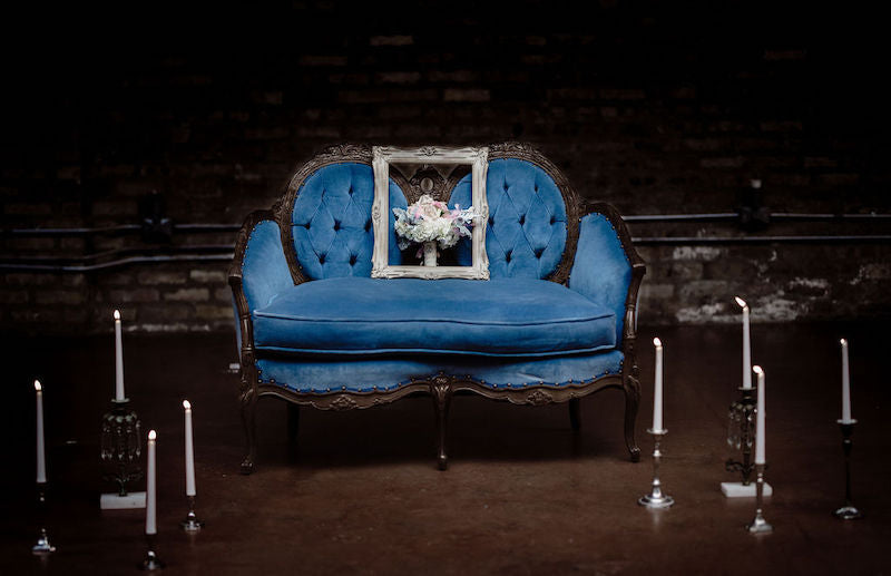 Moody Blue Sofa Bridal Session Inspiration