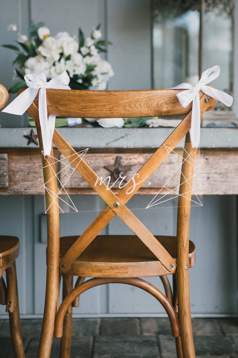 Mr and Mrs Acrylic Chair Sign for Small Wedding