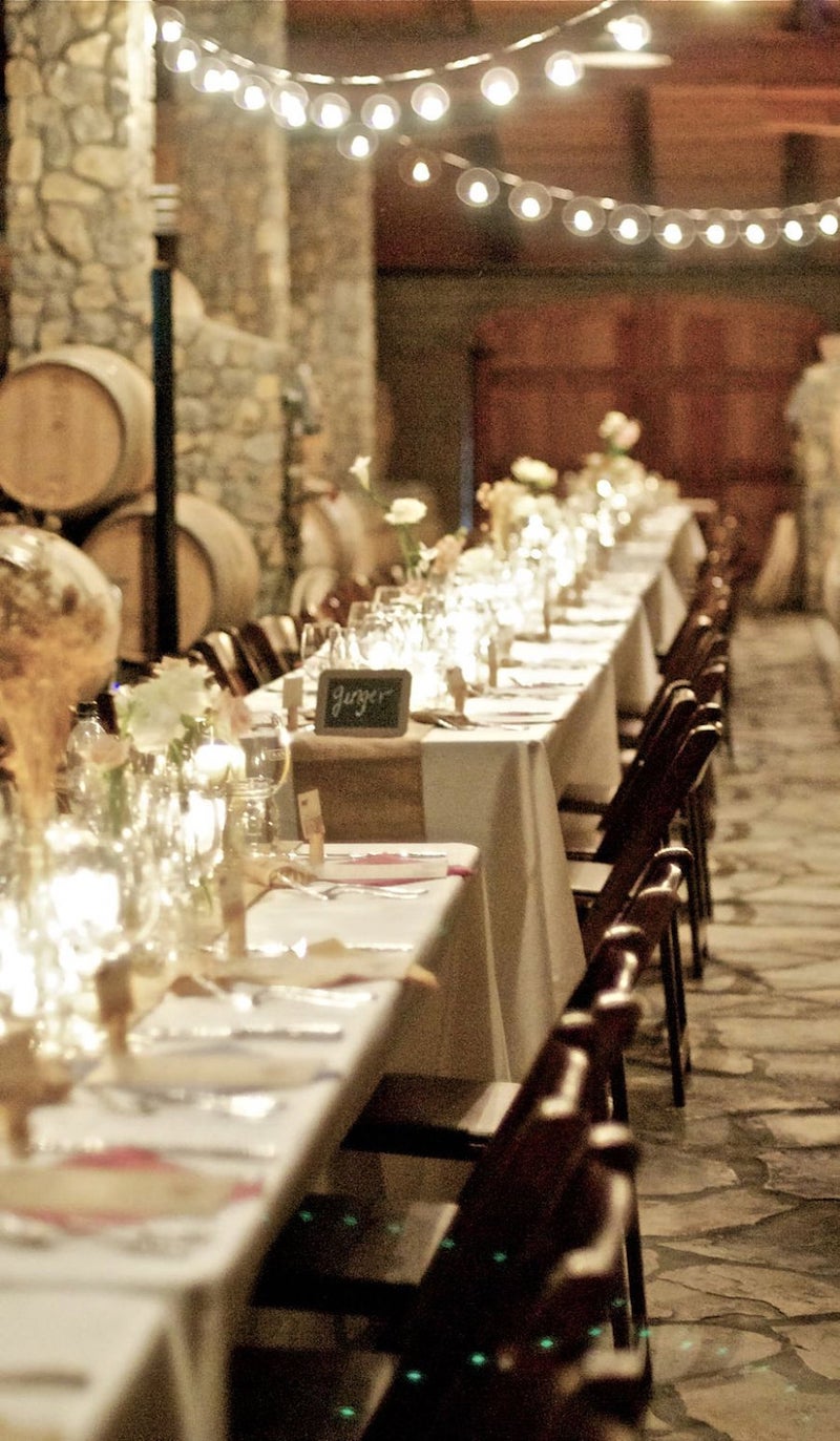 Natural Burlap Table Runner for Winery Wedding