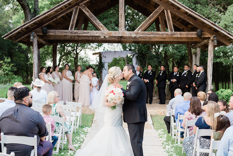 outdoor wedding ceremony - blush wedding in October in Texas