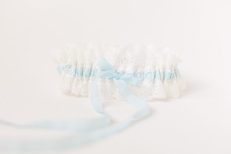 personalized wedding garter made from mother's lace slip