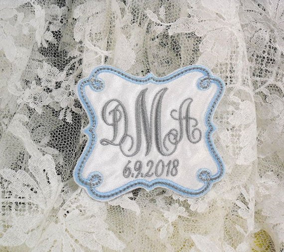 personalized blue wedding dress label