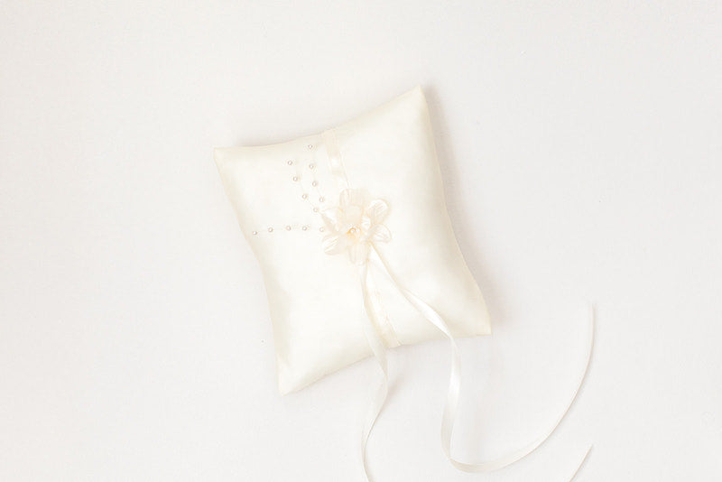 personalized ring pillow made with mother's wedding dress