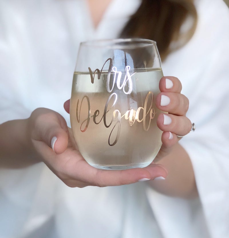 Personalized Mrs Wine Glass