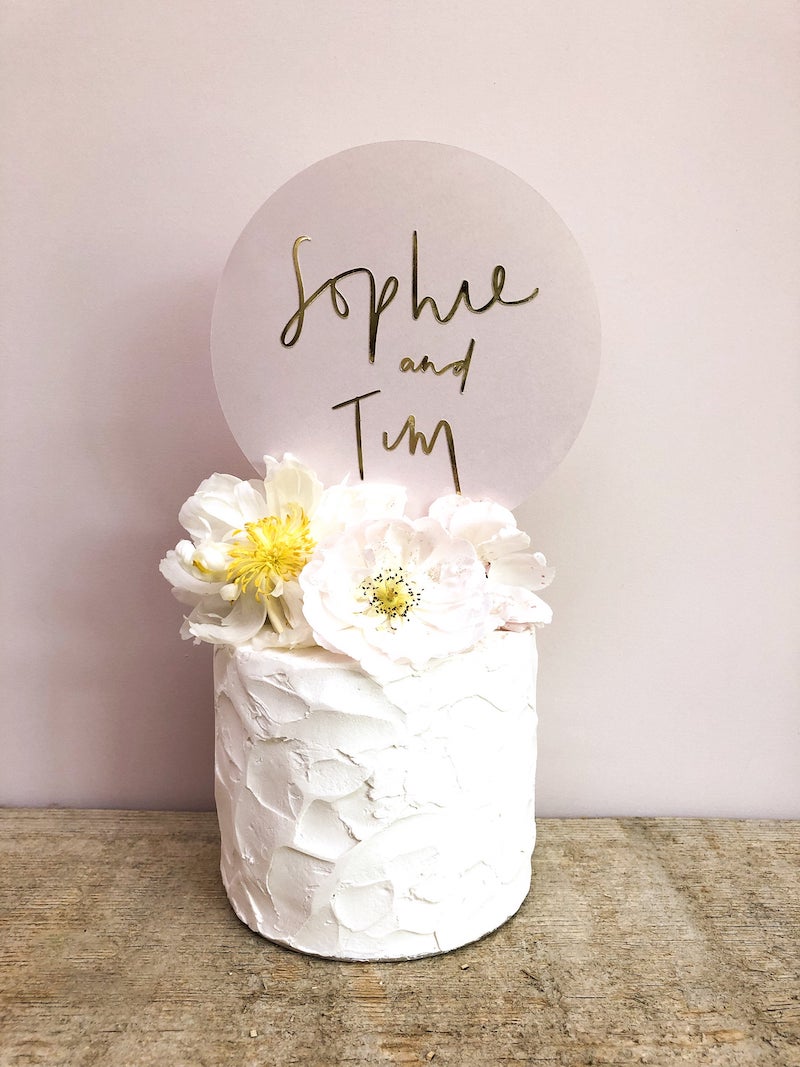 Personalized Names Modern Circle Cake Topper