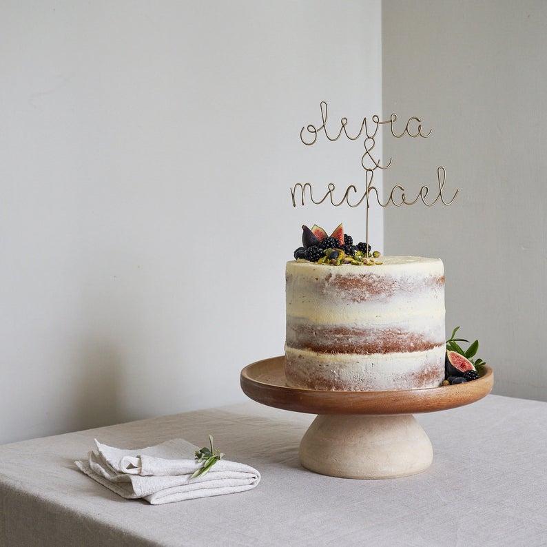 personalized names wedding cake topper