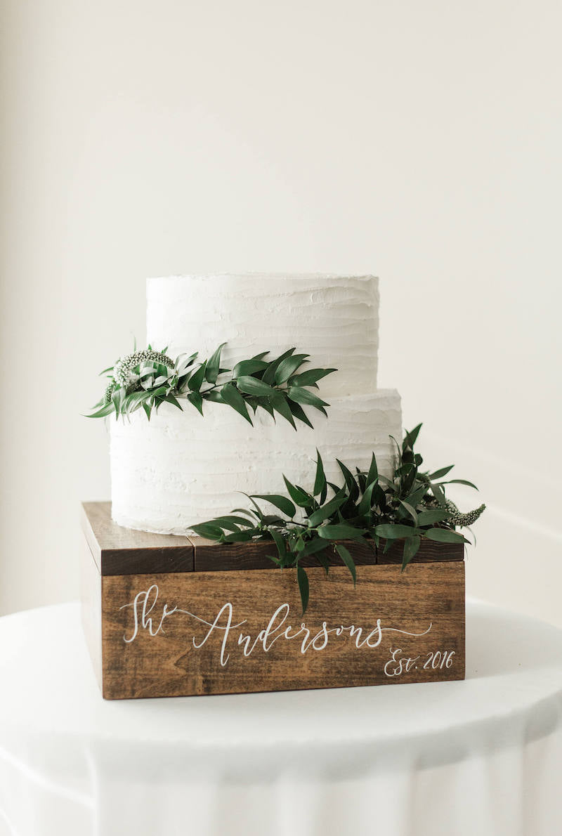 Personalized Rustic Wood Wedding Cake Stand