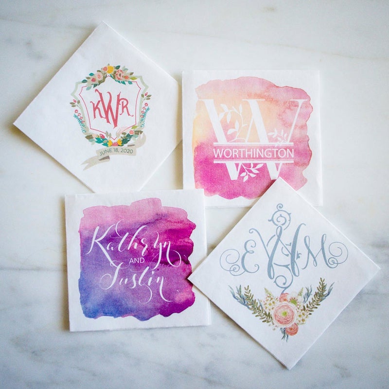 Personalized Watercolor Cocktail Napkins