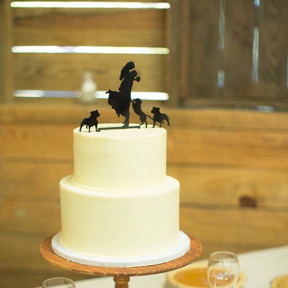 pet dog wedding cake topper