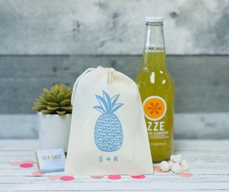 Pineapple Stamped Wedding Favor Bag