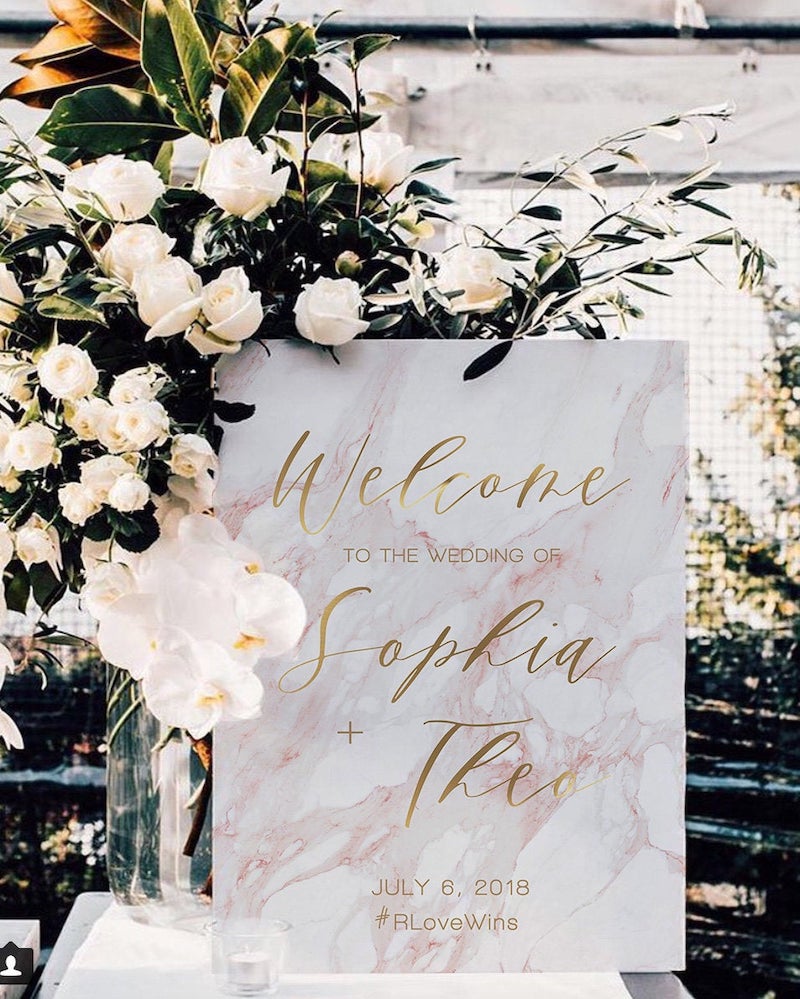 Pink Marble Wedding Welcome Sign