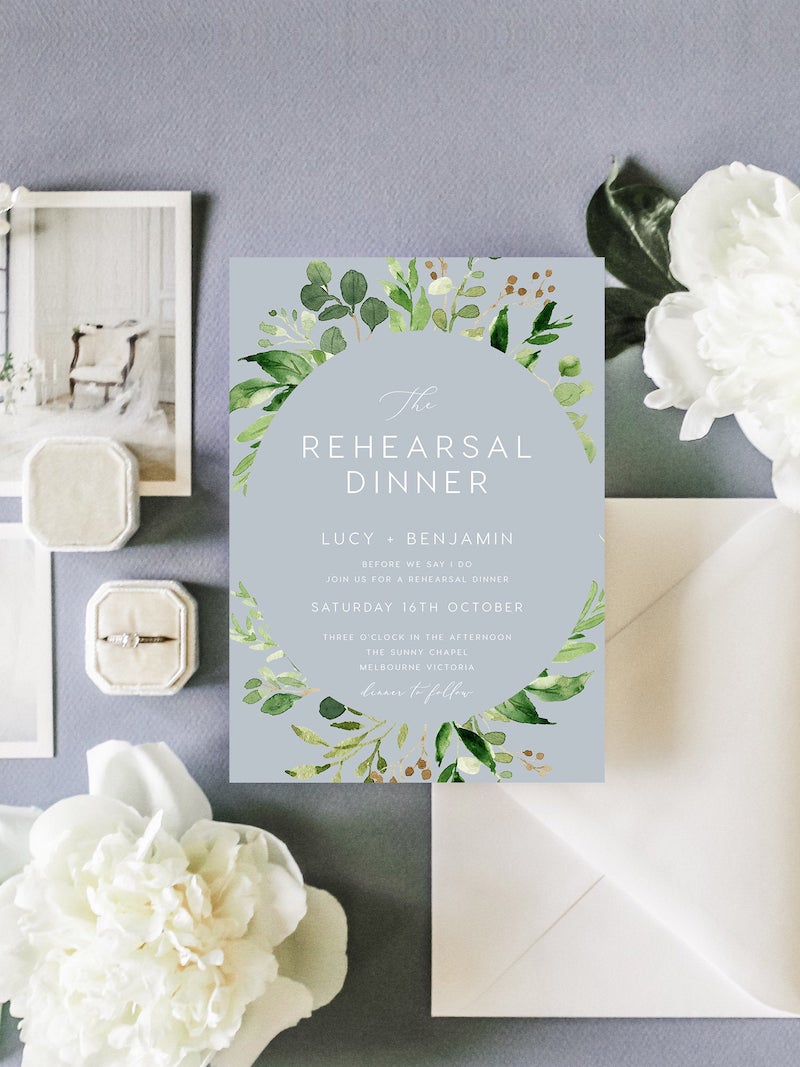Printable Grey Wedding Rehearsal Dinner Invitation Download