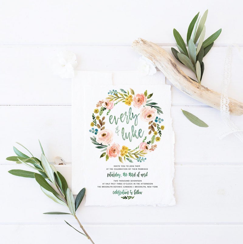 Printable Wedding Invitations w Watercolor Floral Design