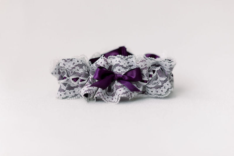 purple wedding garter with ivory lace from The Garter Girl
