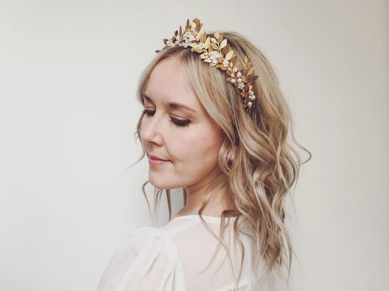 Romantic Gold Leaf Bridal Headband