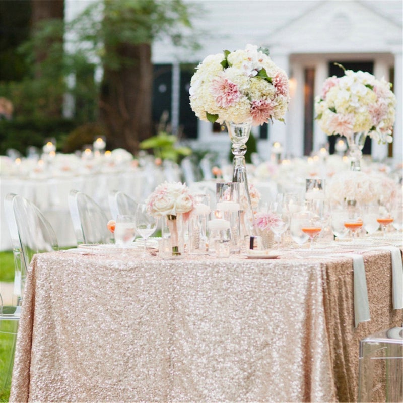 Rose Gold Glitter Sequin Tablecloth