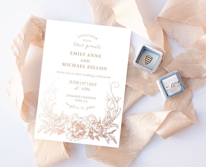 Rose Gold Wedding Invitations